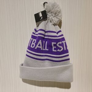 Puma Grey Purple Basket Ball Beanie Winter Hat